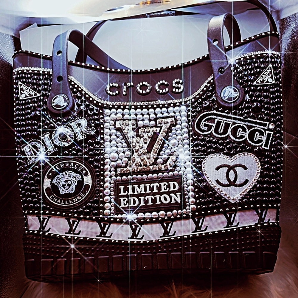 SOLD......CROCS Black Embellished Tote Bag